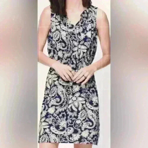 Loft Navy and white paisley summer dress. Size M - Picture 1 of 11